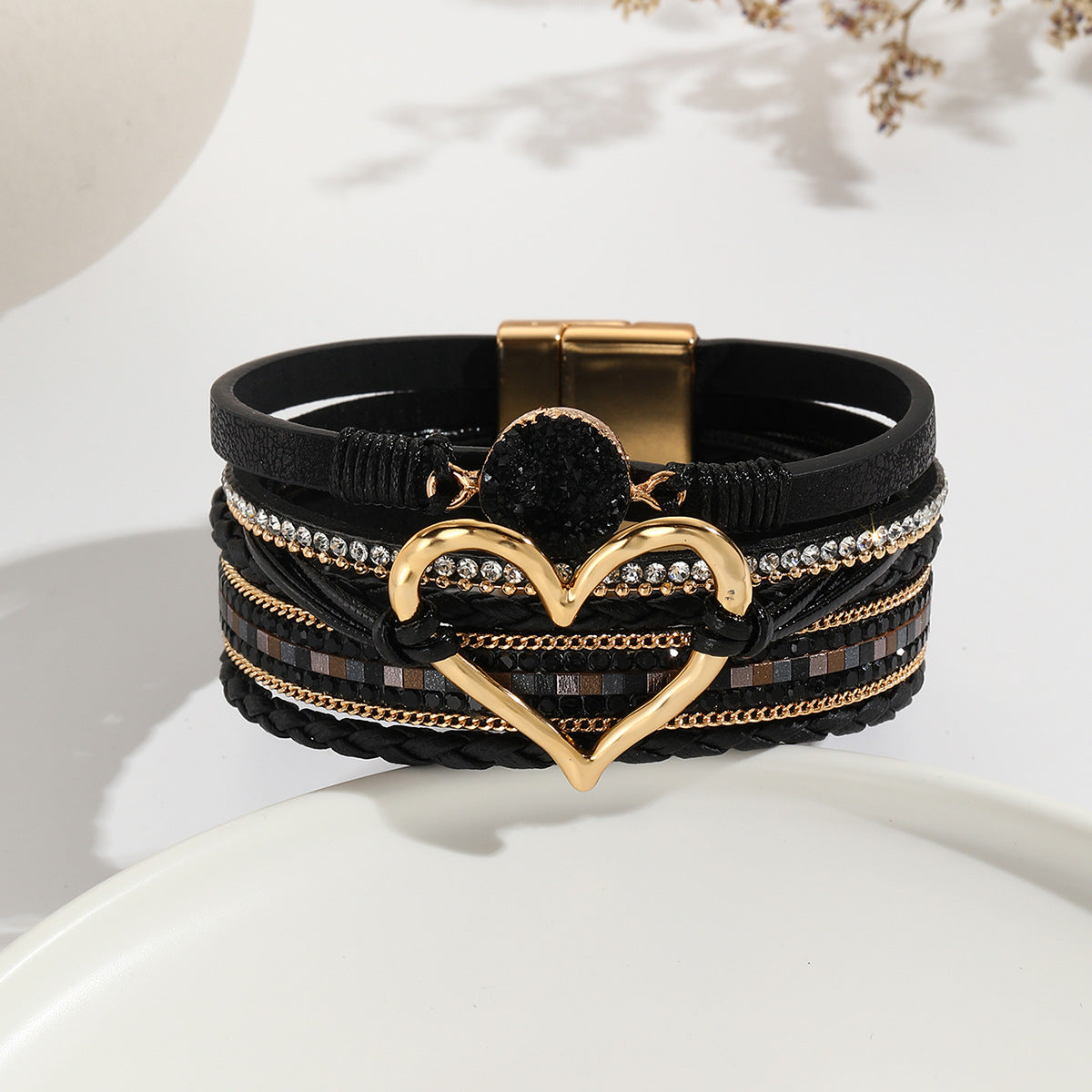 Cord Bohemian Rough Stone Love Female Bracelets