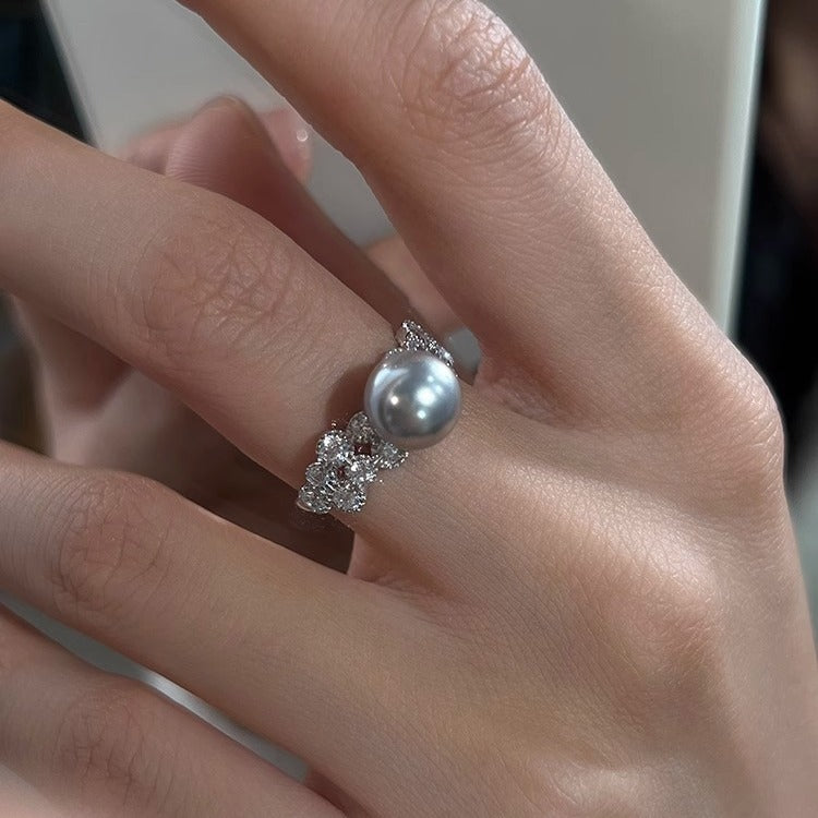 Sier Pearl Niche High Sense Temperament Rings