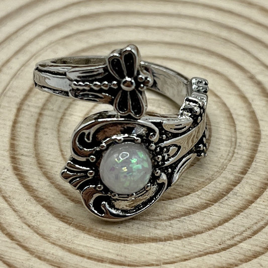 White Fire Opal Thumb Birthstones Fashion Rings