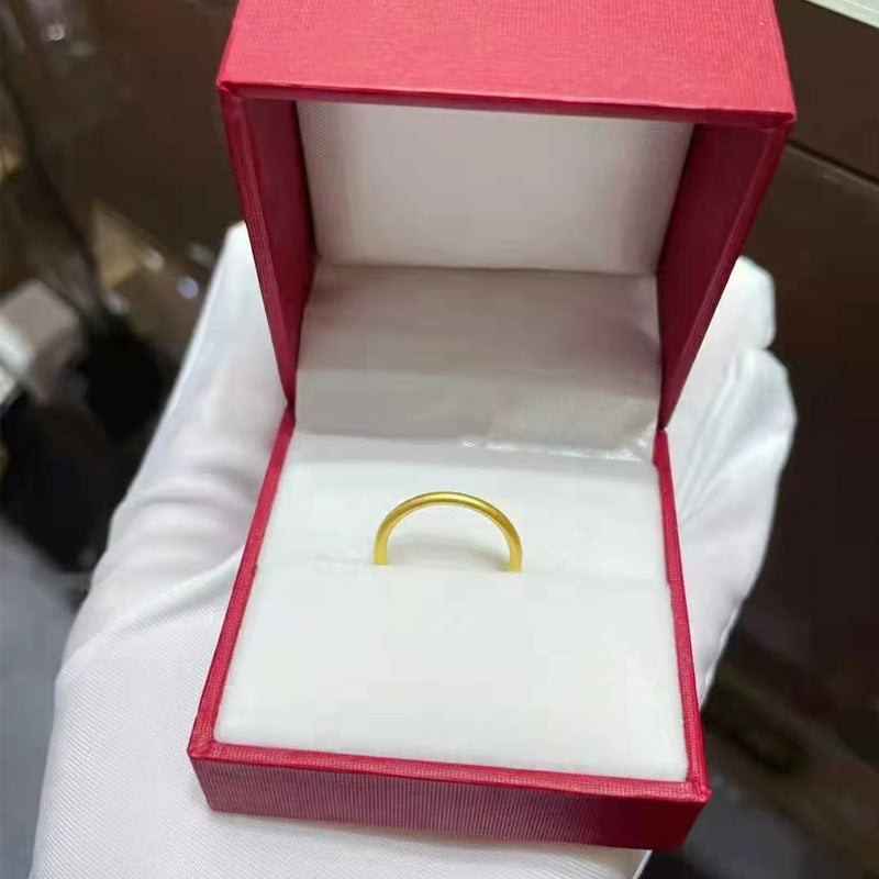 Heritage Simple Glossy Vietnam Placer Gold Frosted Diamond Matte Rings