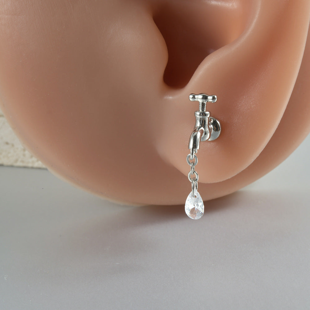 Twist Ball Screw Water Drop Ear Earrings