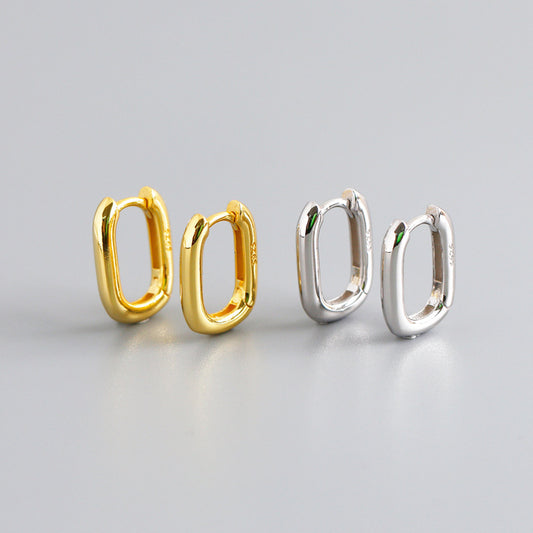 Women's Korean Style High-grade Geometric Ellipse Circle Ear Earrings