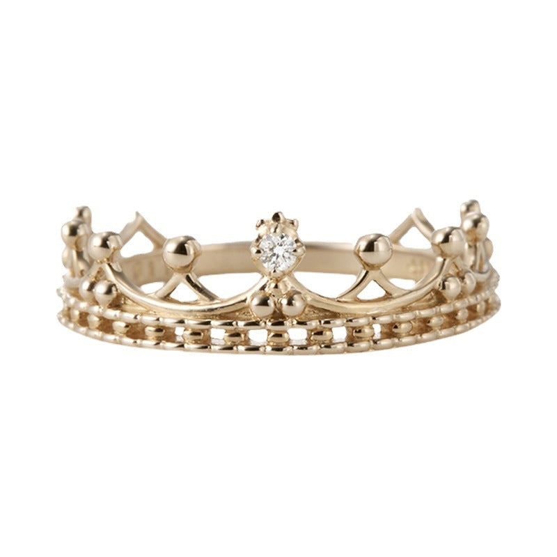 Crown Zircon Sterling Sier Gold Plated Retro Rings