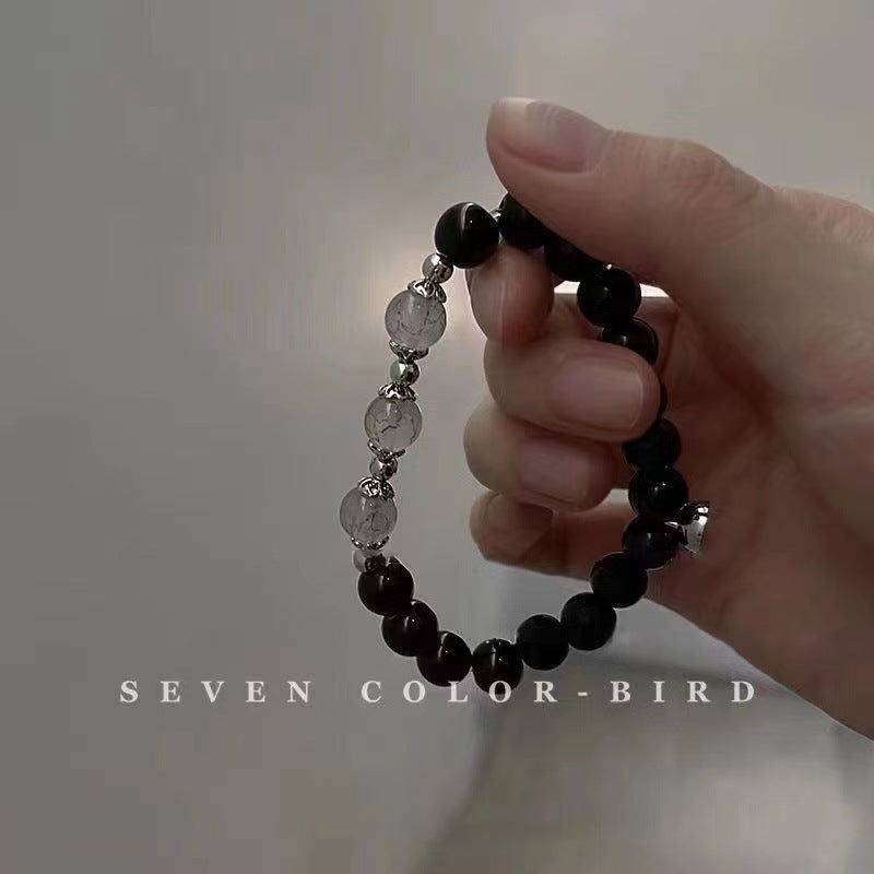 Women's Cold Door Magnetic Suction Couple Retro Style Obsidian Bracelets