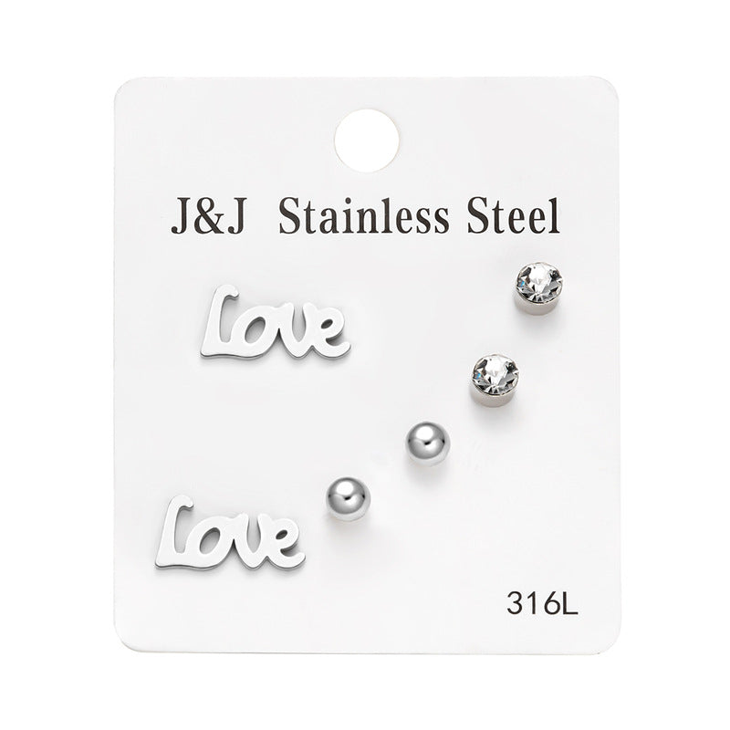 Pairs Heart Shape With Diamond Combination Earrings