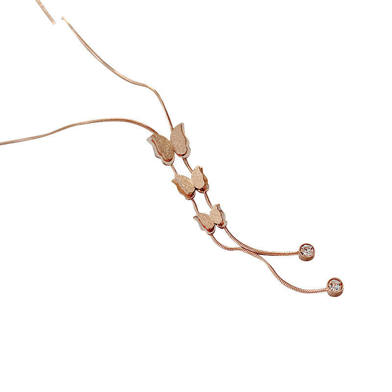 Female Clavicle Chain Temperament Wild Three-dimensional Gold Titanium Necklaces