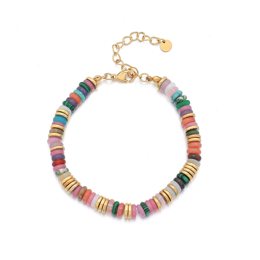 Quality Color Frisbee Mixed Natural Stone Design Light Necklaces