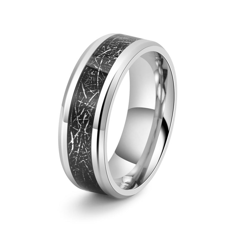 Men's Trendy Black Inlaid Silk Sports Style Rings