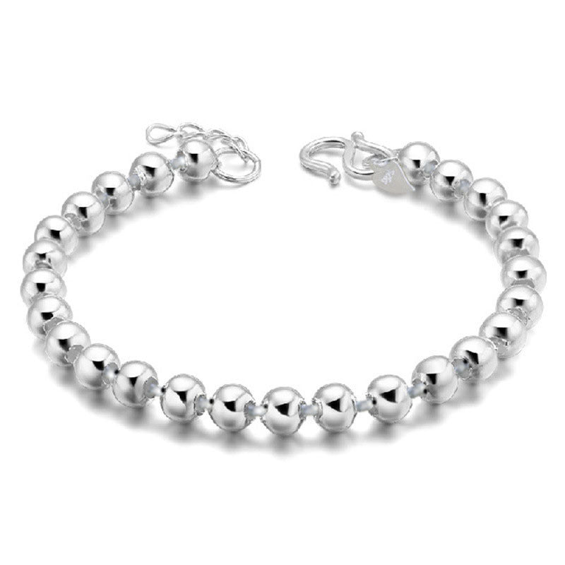 Sier Plated Beads Fashion Popular Stall Small Glossy Bracelet
