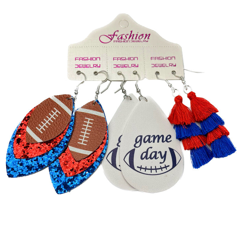Suit Christmas Gift Football Rugby Softball Earrings
