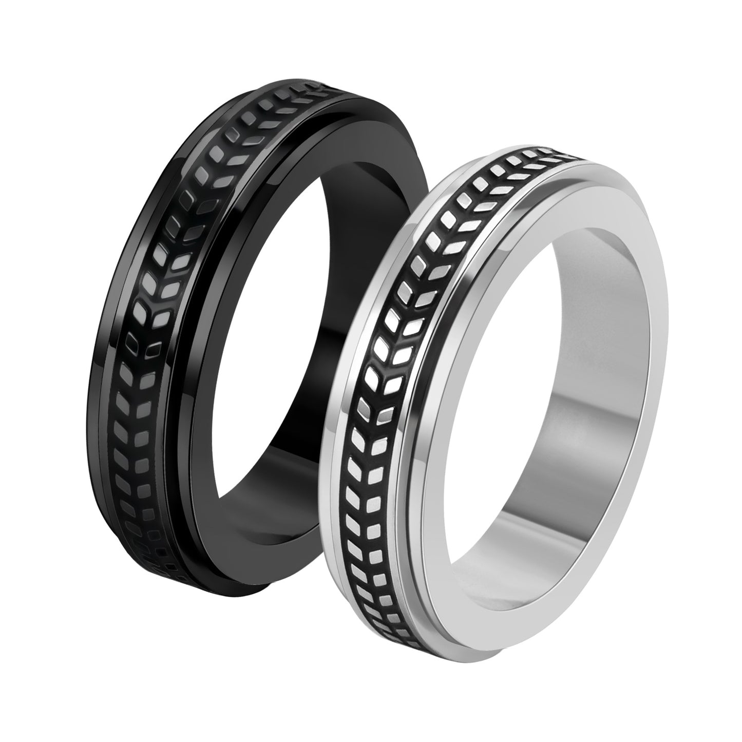 Women's & Men's Stainless Steel Olive Leaf Rotatable Classic Rings