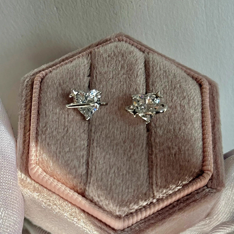 Flash Zircon Love Heart Affordable Luxury Earrings