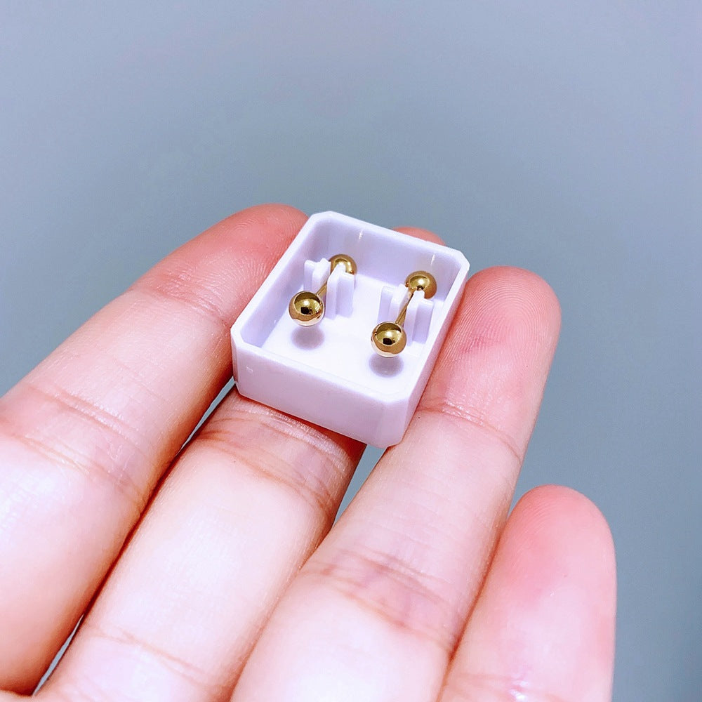 Basic Exquisite Small Glossy Metal Titanium Earrings