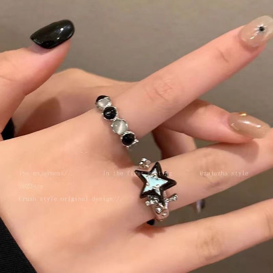 Contrast Color Opal Female Fashion Personality Couple Index Finger Rings