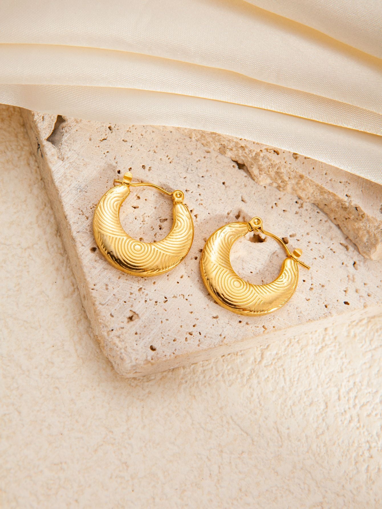 Stainless Steel Ginkgo Leaf Petals Golden Earrings