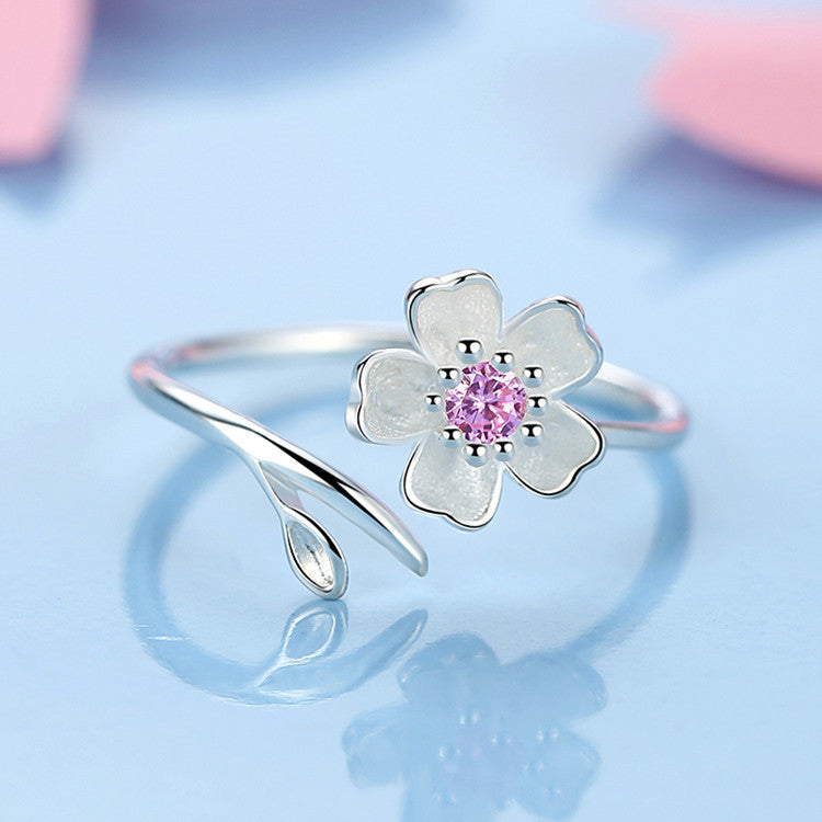 Flower Female Korean Personalized Small Fresh Diamond Rings