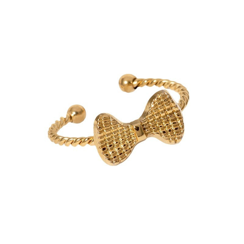 Women's Bow Open Simple Fashion Style Gold Rings