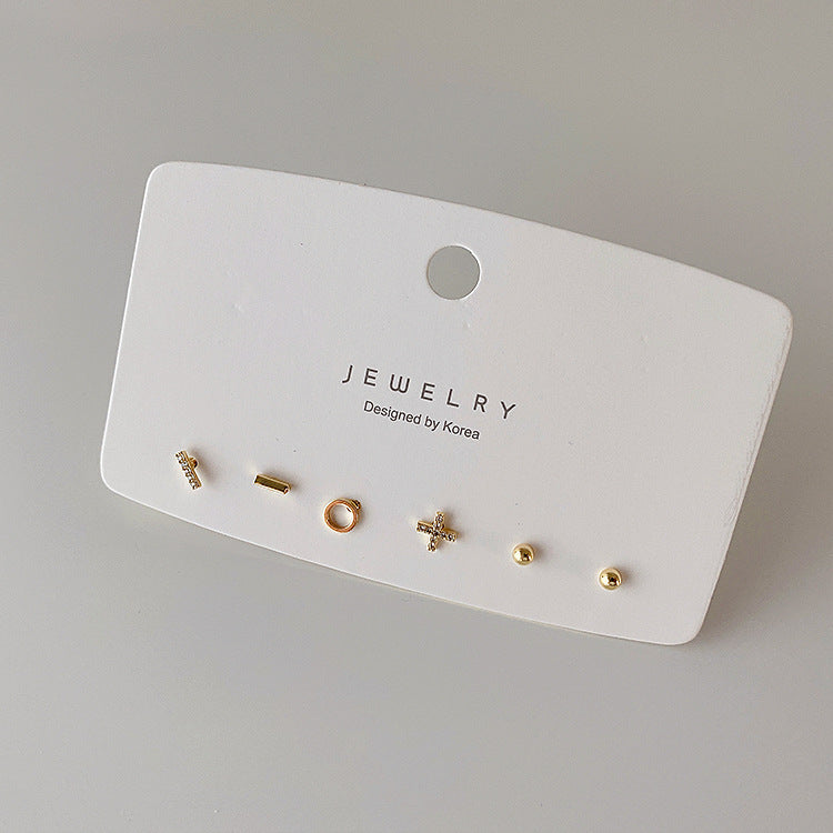 Geometric Metal Zircon Earings Set Female Earrings