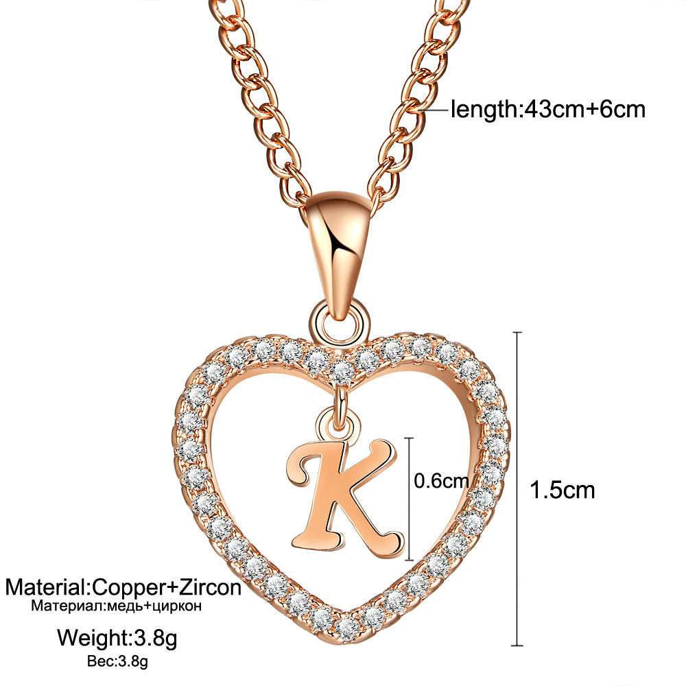 Letter Heart-shaped Zircon Jewelry Clavicle Chain Necklaces