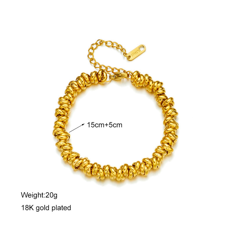 Color Titanium Steel Metal Circle Beaded Bracelets