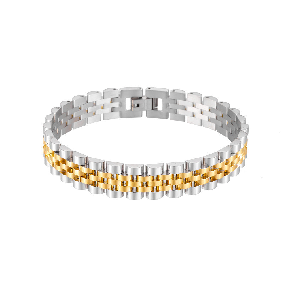 Women's & Men's Stainless Steel Five Baht Vacuum Gold Bracelets