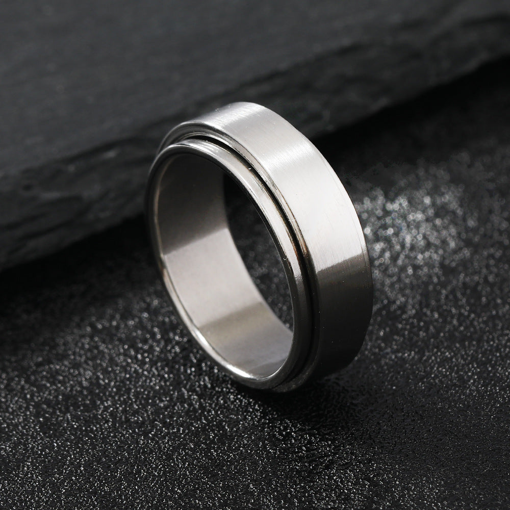 Men's Stylish Matte Stainless Steel Rotatable Decompression Rings