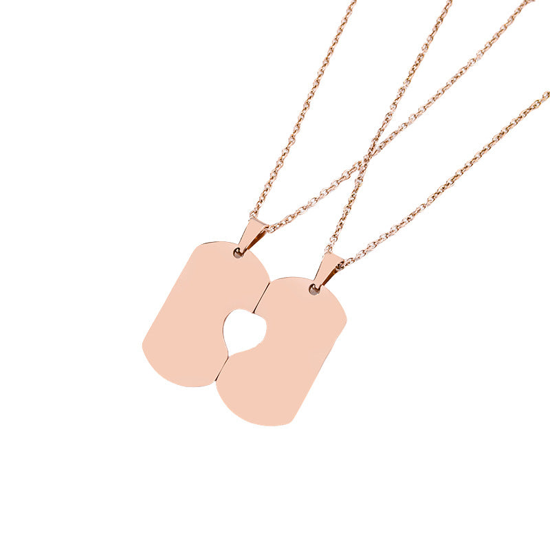 Titanium Steel Valentine's Day Tag Blank Necklaces