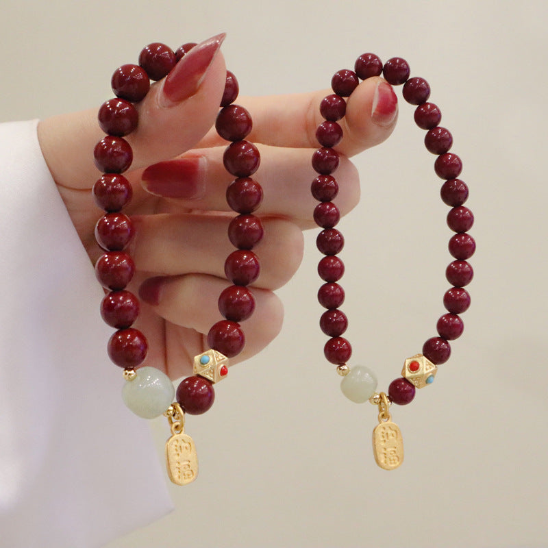Cinnabar Red Beaded Stretch Design Girlfriends Bracelets