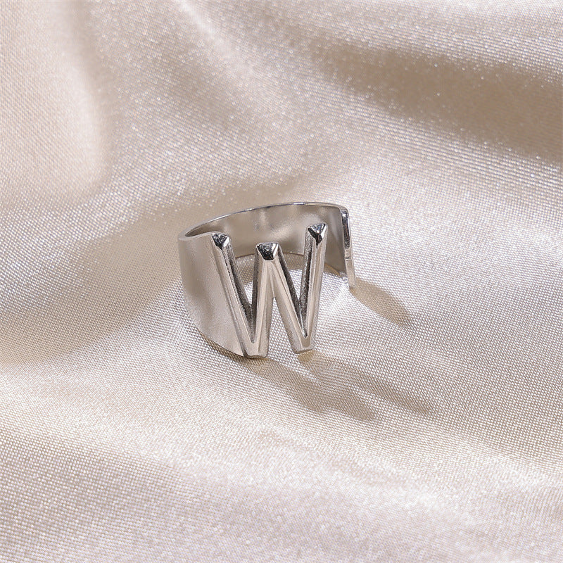 Letters Female Style Fashion Knuckle Personality Vintage Stainless Rings