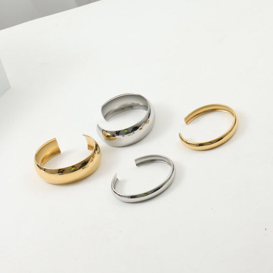 Open Arc Glossy Titanium Steel Gold Bracelets