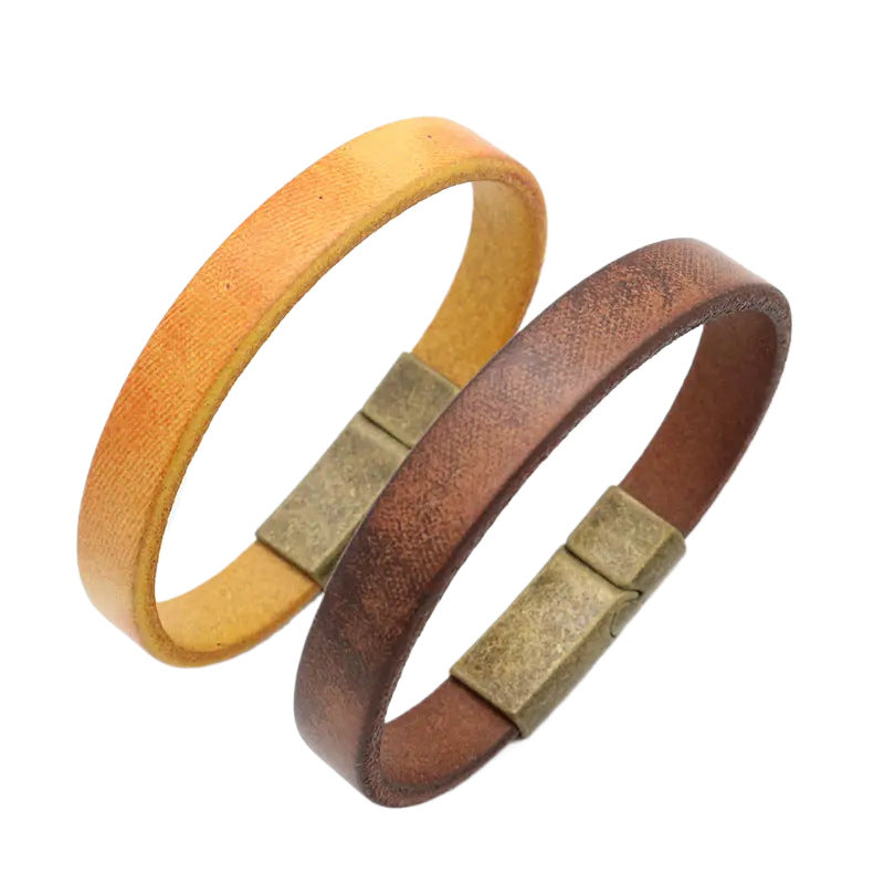 Men's Alloy Buckle Leather Stainless Steel Vintage Bracelets