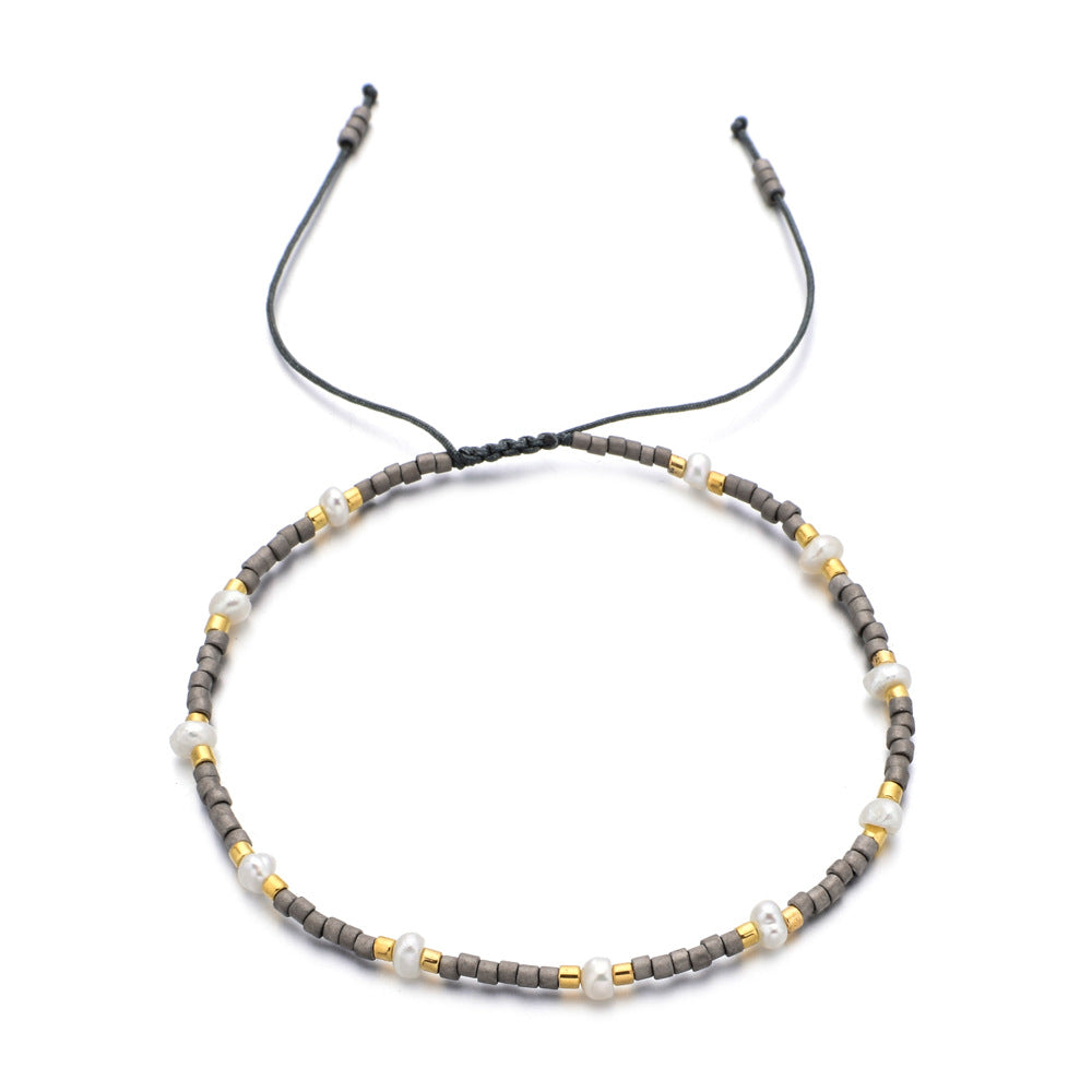 Bead Pearl Stylish Adjustable Woven Hand Strap Bracelets