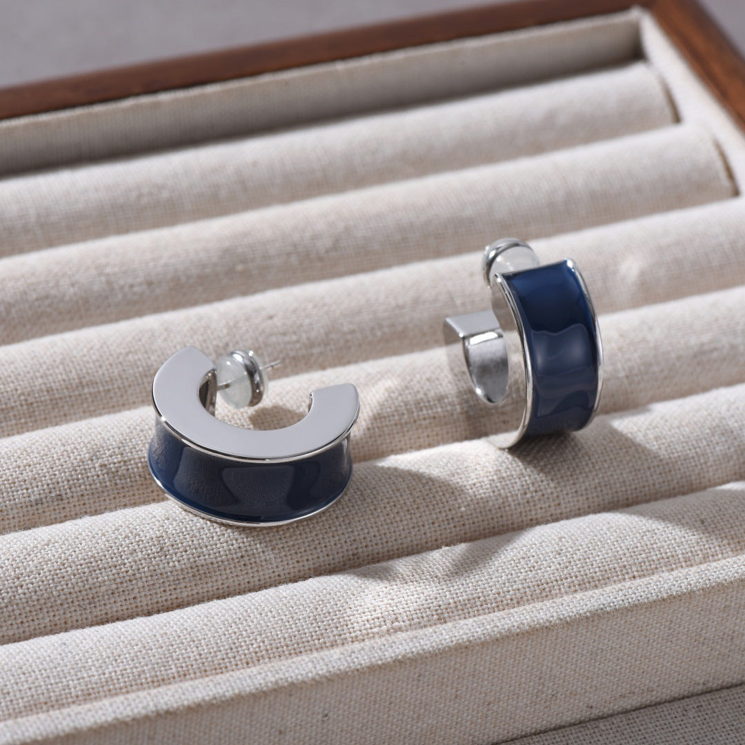 Drip Glazed Fashionable Simple Design Sier Temperament Everyday Rings