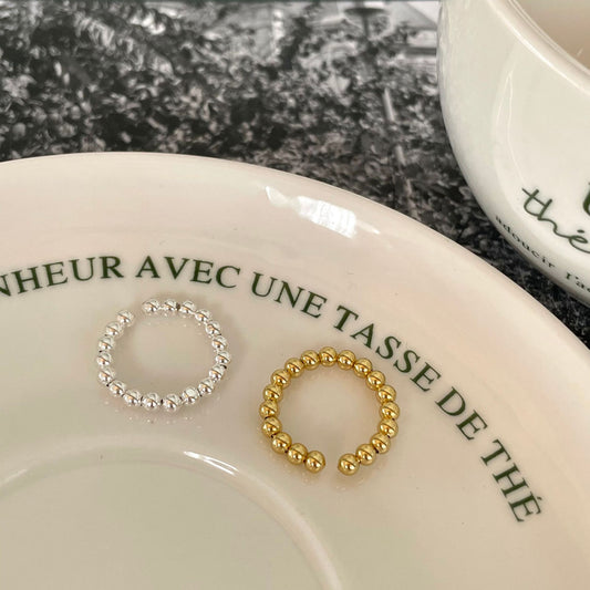 Women's Talk Style Sterling Sier Bead Fashion Rings