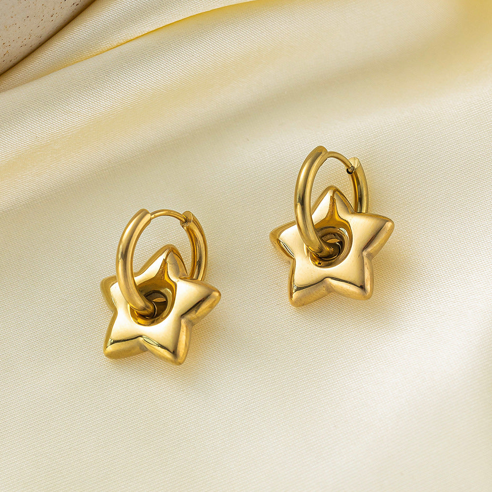 Women's Simple Fresh Style Love Five-pointed Star Yun Little Heart-shaped Earrings