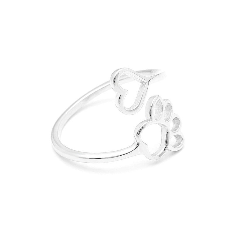 Dog's Paw Creative Hollow Love Heart Rings