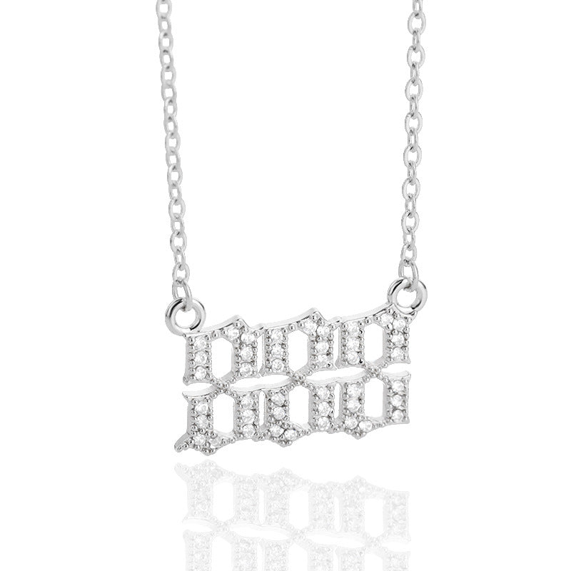 Women's & Men's Digital Angel Zircon Couple Ancient English Necklaces