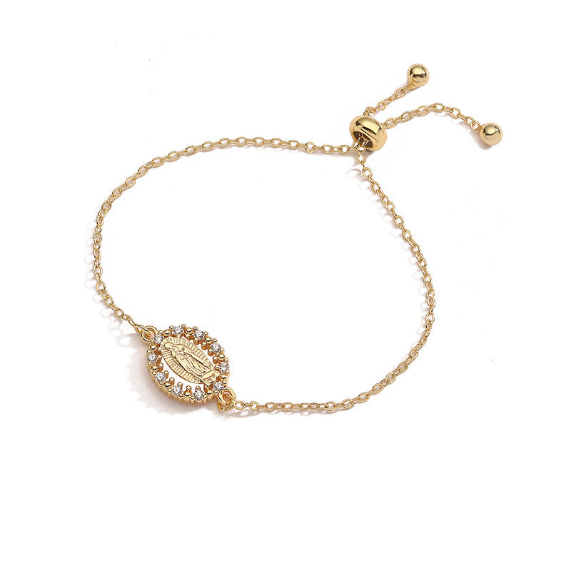 Virgin Mary Adjustable Pull Vintage Oval Portrait Bracelets