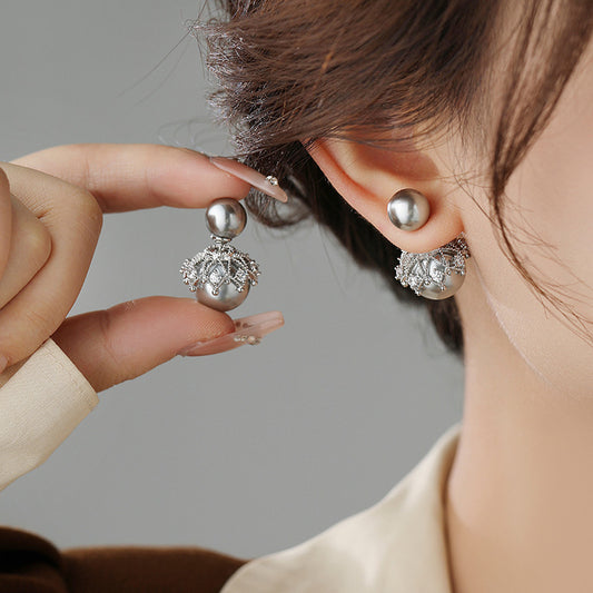 Crown Shell Pearl Ear High-grade Light Earrings