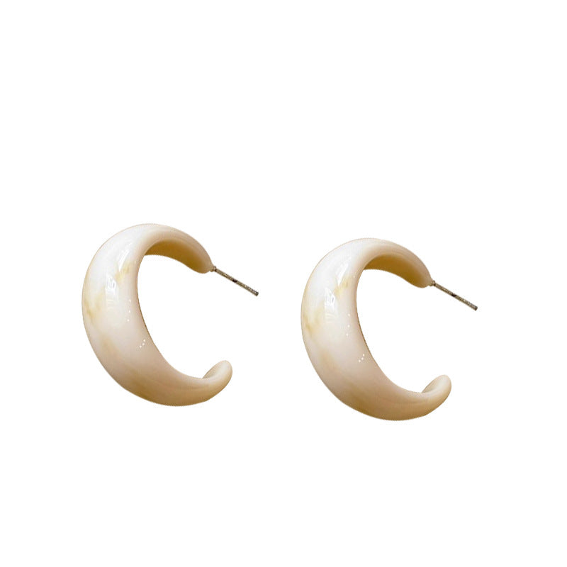 Women's White French Type Resin For Exaggerated Personalized Unique Hoop Rings