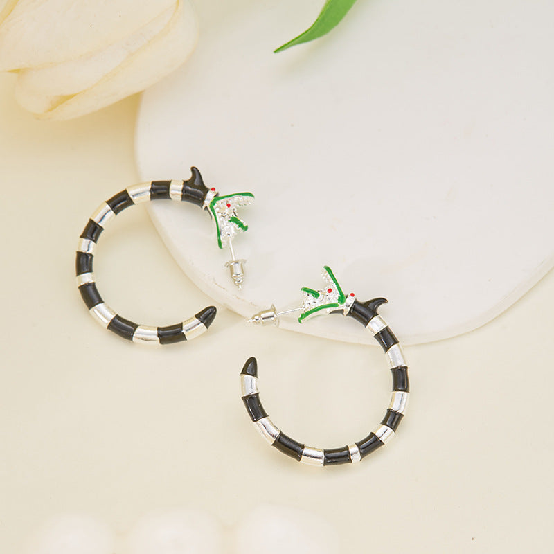 Trendy Exaggerated Gothic Style Black White Rings