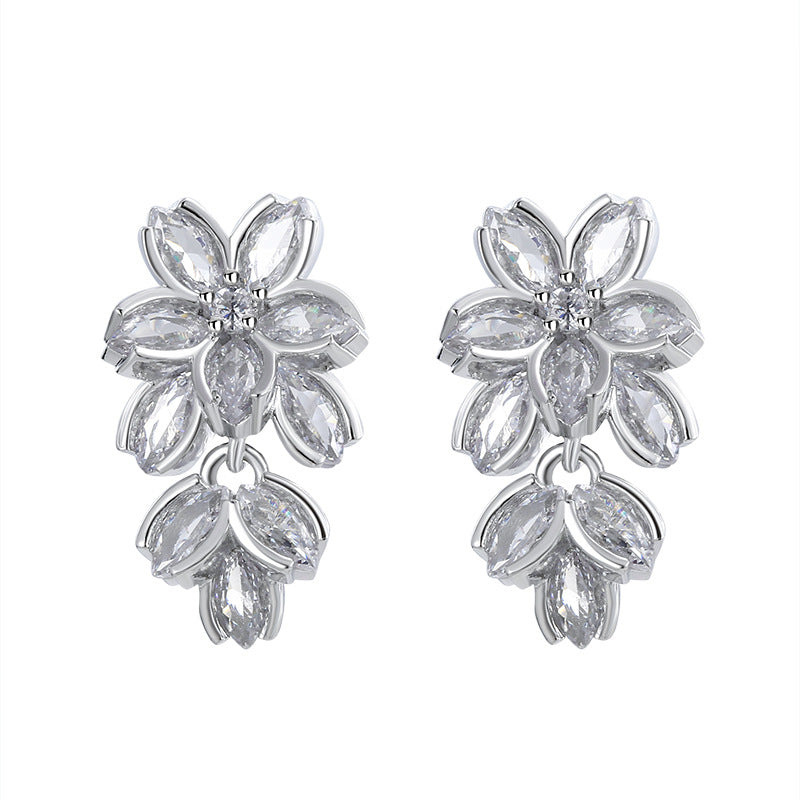 Flower Zircon Female Light Luxury Minority Design Earrings