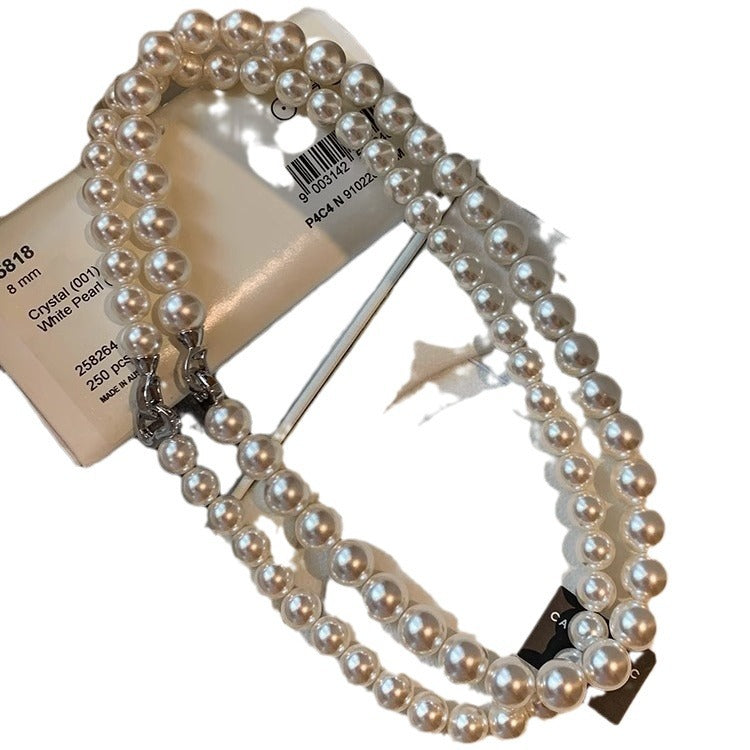 Australian White Heart Double Buckle Pearl Female Luxury Minority Necklaces