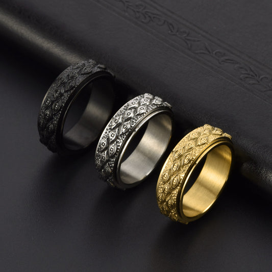 Men's Vintage God's Eye Rotatable Stainless Steel Rings