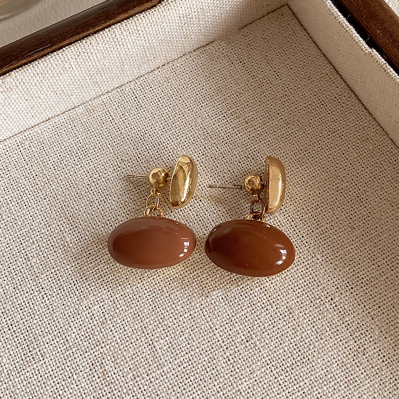 Women's French Retro Amber Elegant Design High-grade Earrings