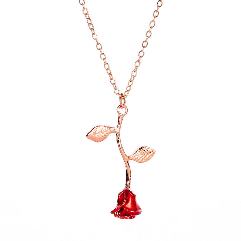 Women's Creative Roses Winding Heart Clavicle Chain Fashion Necklaces