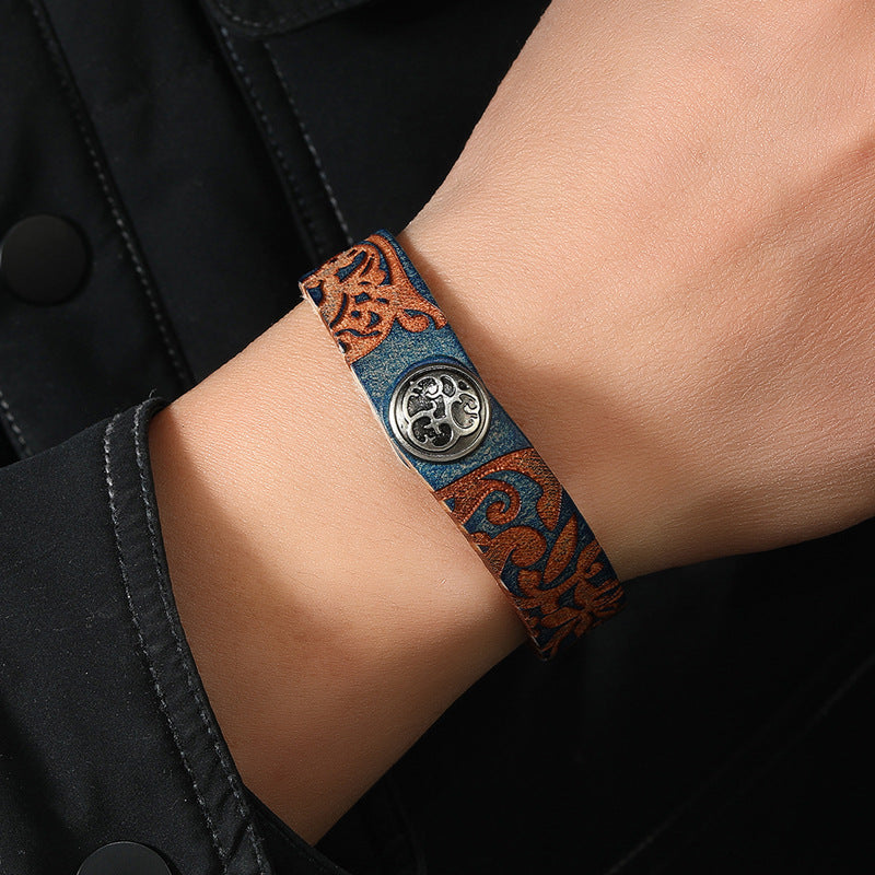 Women's & Men's Ornament Simple Artistic Retro Cattle Leather Bracelets