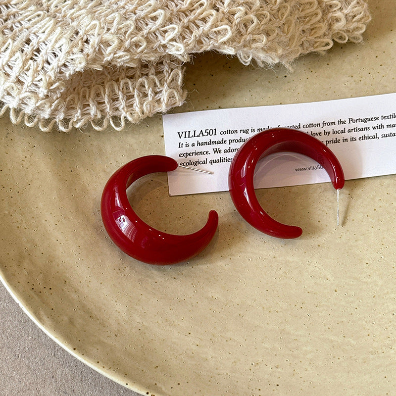Women's White French Type Resin For Exaggerated Personalized Unique Hoop Rings