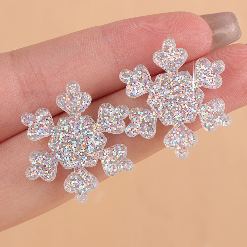 Women's Luxury Sier Size Thin Glittering Snowflake Acrylic Rings