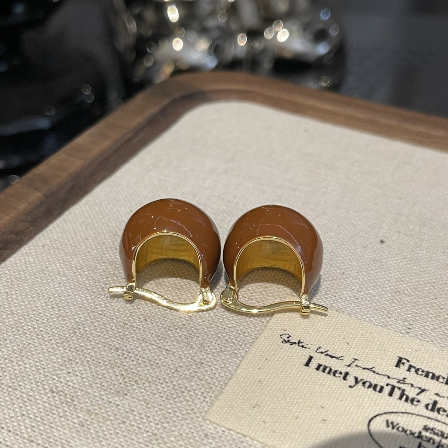 Women's Round Drip Glazed Ear Clip Temperament Red Niche Earrings